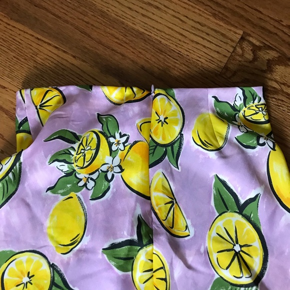 Zara Lemon Print Pink Midi Skirt - Picture 9 of 10